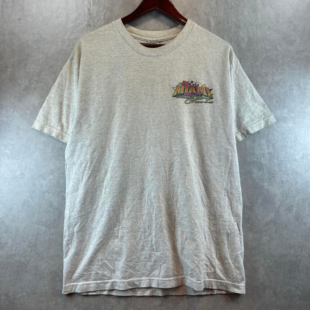 Aaa Men's Grey and Cream T-shirt